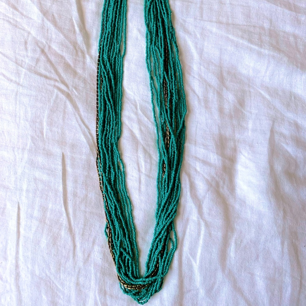 Turquoise & Gold beaded necklace